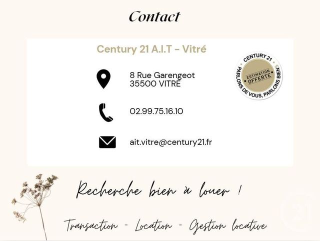 maison à louer - 5 pièces - 107.0 m2 - VERGEAL - 35 - BRETAGNE - Century 21 A.I.T