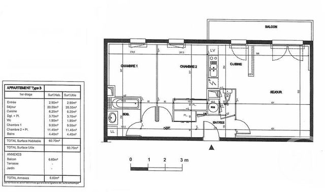 Appartement F3 à vendre - 3 pièces - 60.7 m2 - ETRELLES - 35 - BRETAGNE - Century 21 A.I.T