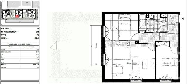Appartement F3 à vendre - 3 pièces - 62.0 m2 - VITRE - 35 - BRETAGNE - Century 21 A.I.T
