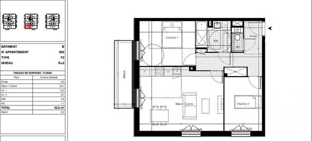 Appartement F3 à vendre - 3 pièces - 62.0 m2 - VITRE - 35 - BRETAGNE - Century 21 A.I.T